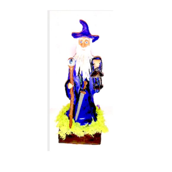 Light Up Elf Wizard with sword, lamp, hat, cape, walking stick with crystal ball - Picture 1 of 5